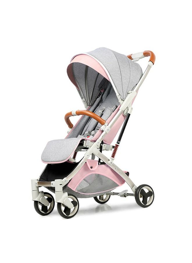 عربة أطفال قابلة للطي بسهولة مع مظلة قاعدة عريضة رباعية العجلات