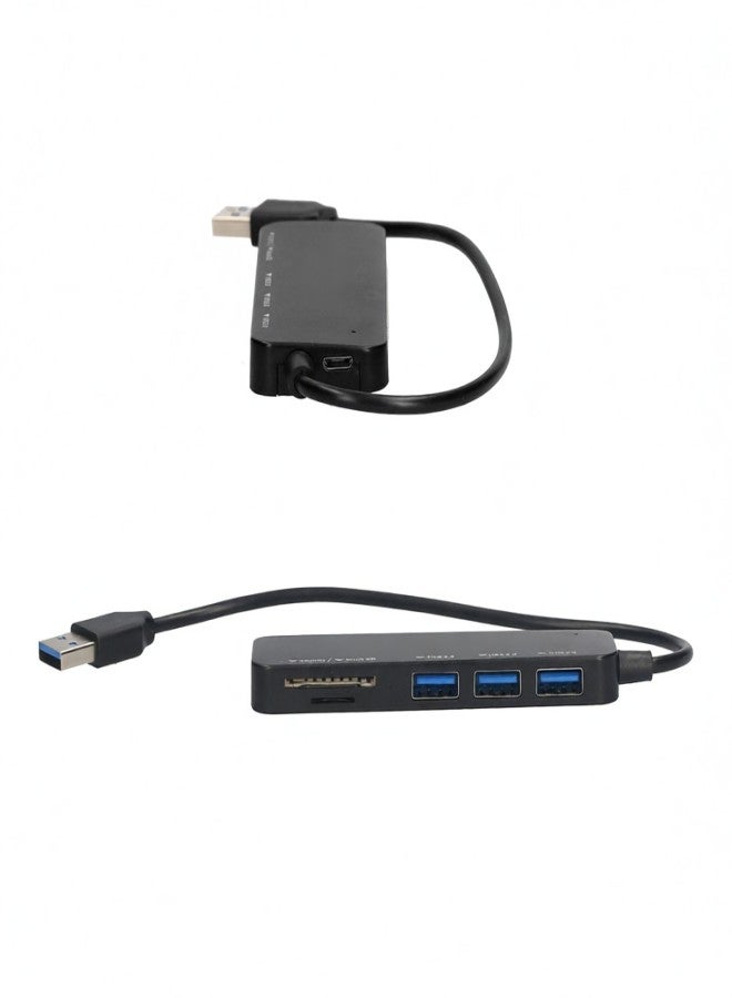 6-in-1 USB2.0 Hub Converter with TF SD Card Slots Micro USB Port Support USB Fan Keyboard Mobile Hard Disk U Disk Black - Image 3