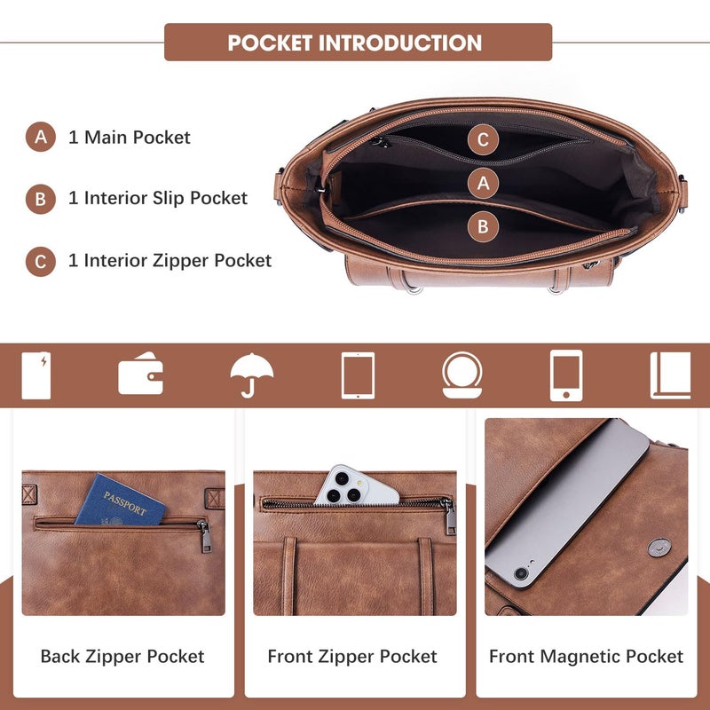 Roulens Crossbody Bags for Women,Multi Pocket Crossbody Purses Vegan Leather Shoulder Handbags Travel Purse Adjustable Strap - Image 3