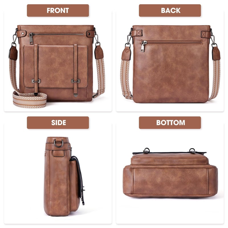 Roulens Crossbody Bags for Women,Multi Pocket Crossbody Purses Vegan Leather Shoulder Handbags Travel Purse Adjustable Strap - Image 4