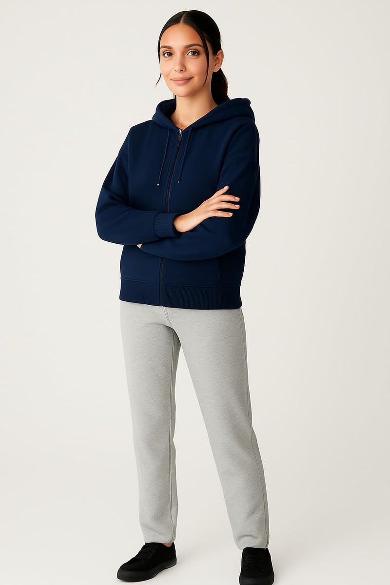 ADBUCKS Women's Oversized Winter Jacket Sweatshirts Casual Drawstring Clothes Zip Up Hoodie with Front Pocket Ii Womens Hoodies Ii (in, Alpha, 3XL, Blue) - Image 5
