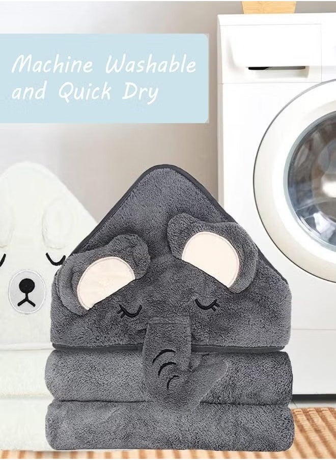 Generic - Hooded Baby Towels(2 Pack) - Large Size Premium Ultra Soft Organic Baby Bath Towel – Absorbent and Hypoallergenic Towels for Baby Boy Girl, Toddler, Newborn Essentials (Elephant & Bear) - Image 1