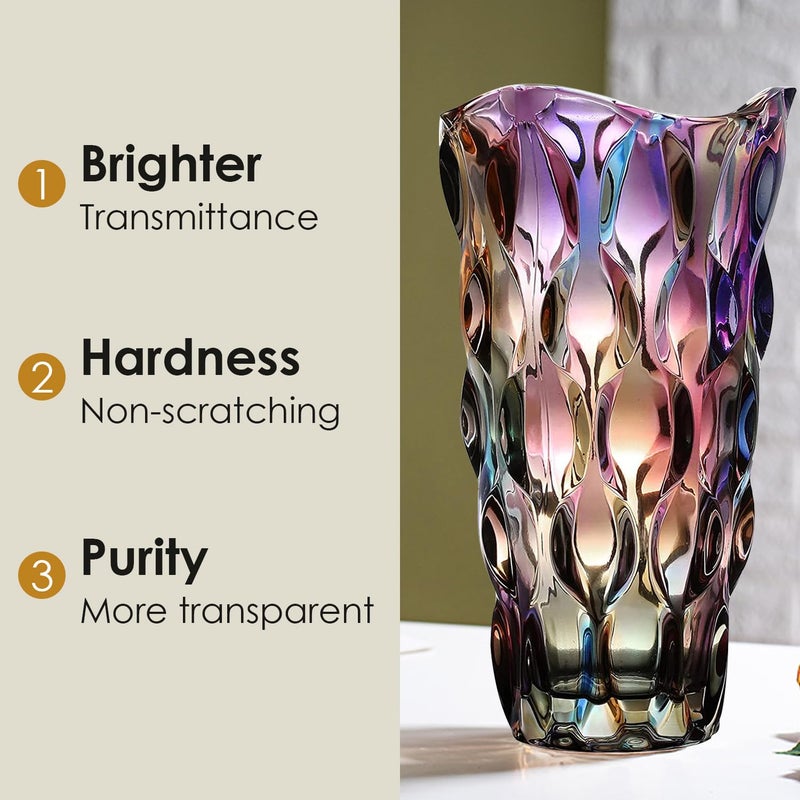 CEMABT Glass Vases for Flowersï¼ŒThickened 3.4 lb Morden vases for Tables Centerpieces, vase for Home Decor, Crystal,Colorful and Clear Rose Large Vases Christmas Day Gifts(Heavy Duty) - Image 3