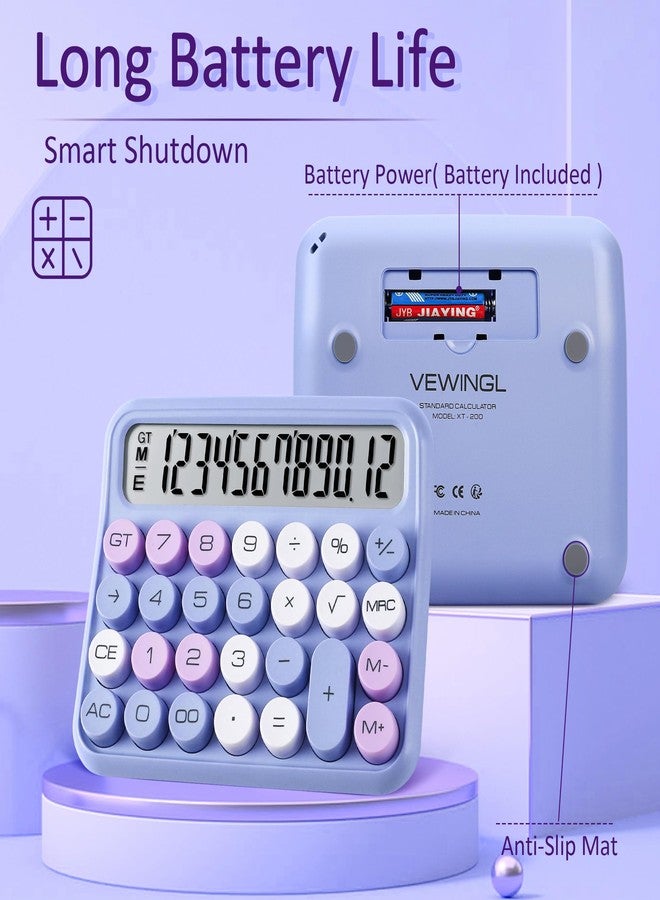 VEWINGL Mechanical Calculator 12 Digit Desk Calculator with Extra Large 5" LCD Display, Big Easy-Press Buttons, 15° Tilted Screen, Office & School Desktop Calculator - Image 2