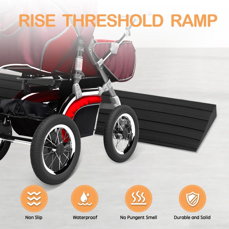 Heonay Threshold Ramps for Doorways Self-Adhesive Rubber Ramps for Door Threshold Rubber Door Threshold Ramp for Wheelchair Stroller Scooter Reducer Ramp (Black, 3â€ Wide x 3.3' Long) - Image 3