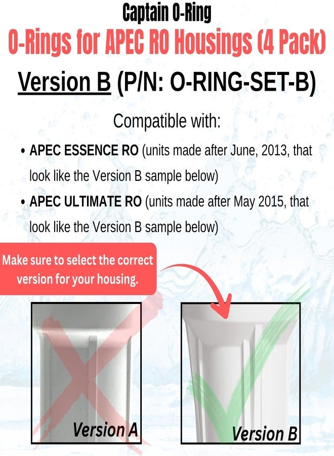 Captain O-Ring - Replacement 3.5” O-Rings for APEC Essence, Ultimate Reverse Osmosis RO Water Filter Housings (4 Pack) (Version B (O-RING-SET-B)) - Image 2
