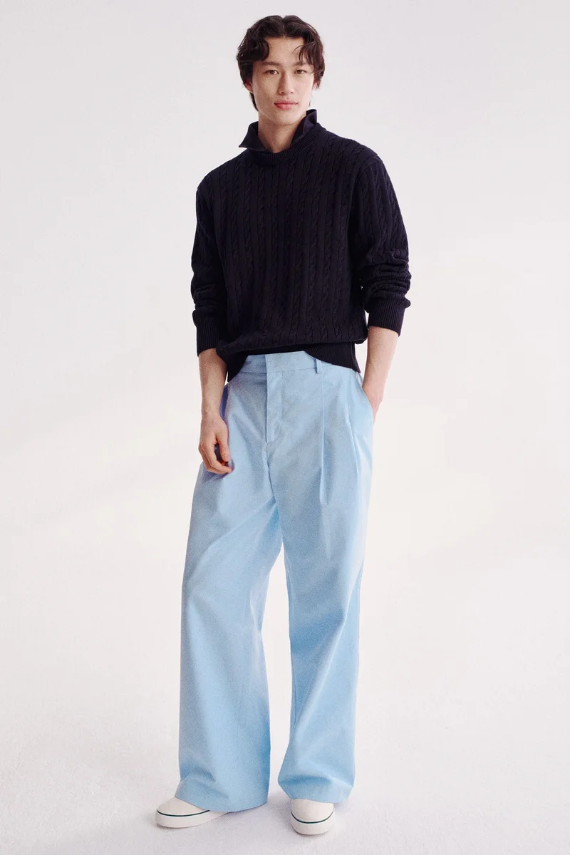 اتش اند ام بنطلون مُفصل بقصة واسعة