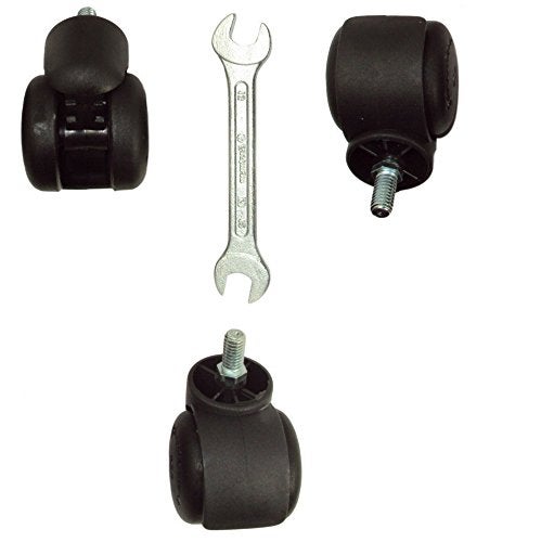 Finch Fox Thread Stem Caster (Wheel) for Office Chairs/Furniture - (Set of 5) Pieces With Free Open End Spanner (Black) By Finch Fox - Image 1