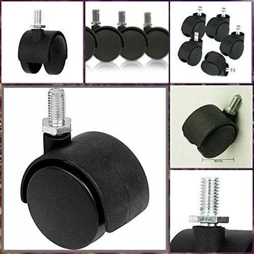 Finch Fox Thread Stem Caster (Wheel) for Office Chairs/Furniture - (Set of 5) Pieces With Free Open End Spanner (Black) By Finch Fox - Image 2