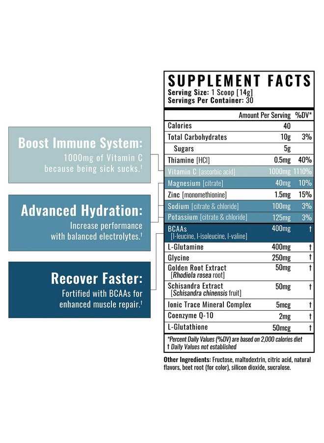 Wilderness Athlete - - Hydrate & Recover | Liquid Hydration Powder Electrolyte Drink Mix - Recover Faster With Bcaas - Hydrate Powder With 1000Mg Of Vitamin C - 30 Serving Tub (Arizona Peach) - Image 1