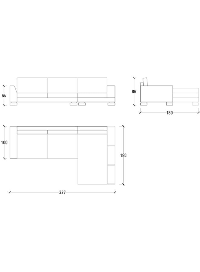 Retro Modern corner sofa 280 cm - gray - Image 4