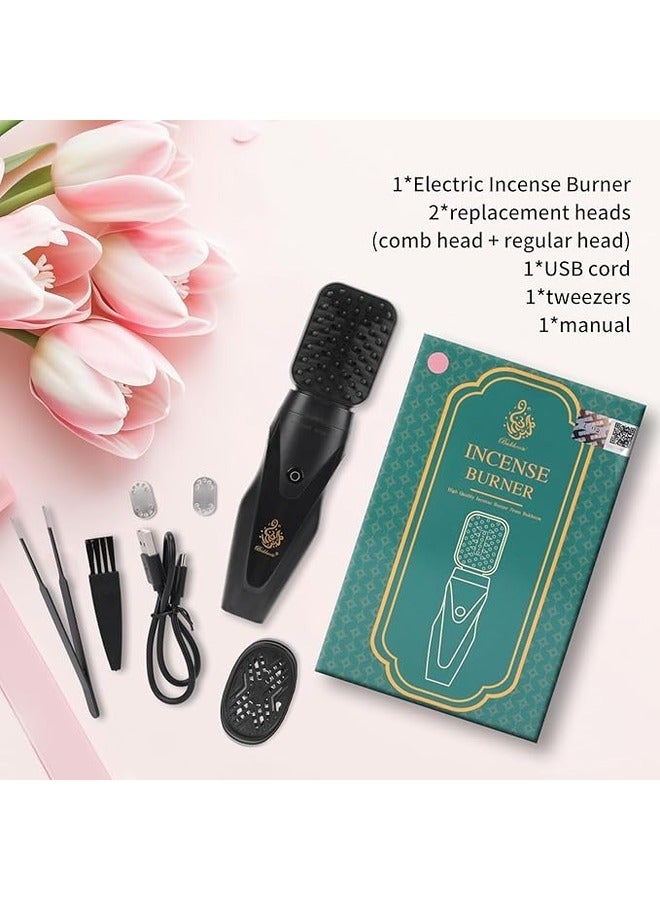 2024 New Smart 2 in 1 Rechargeable Handheld Hair Incense Burner with Comb Black - Image 4