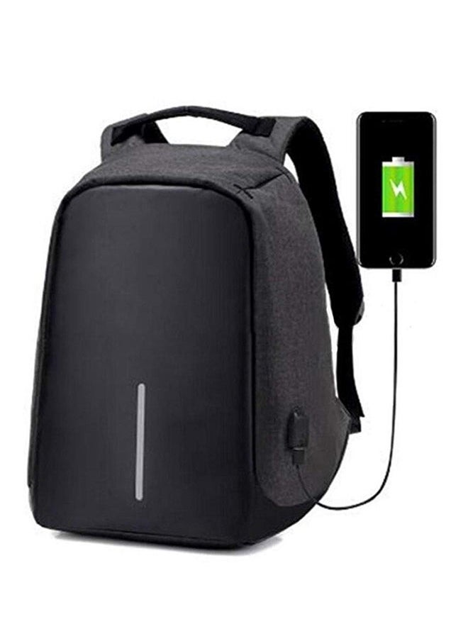 NIBEMINENT Laptop Backpack With USB Charging Port Fits Upto 14-Inch Black/Grey  - Image 3