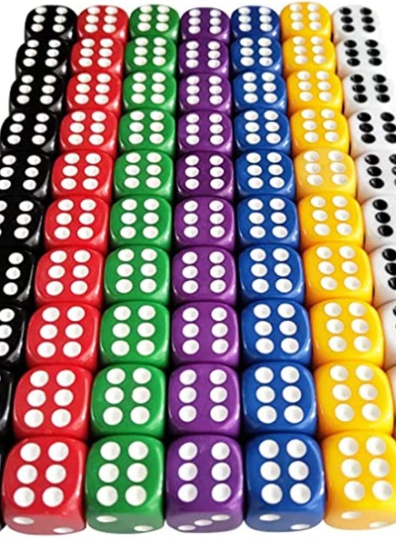 Zikra 6 Sided Dice Set 16mm Acrylic Dice 7 Color for Playing Games Dice Games, Math Games, Party Favors, Toy Gifts or Teaching Kids Math Board Games, Activity, Party Favors 70 Pieces - Image 1