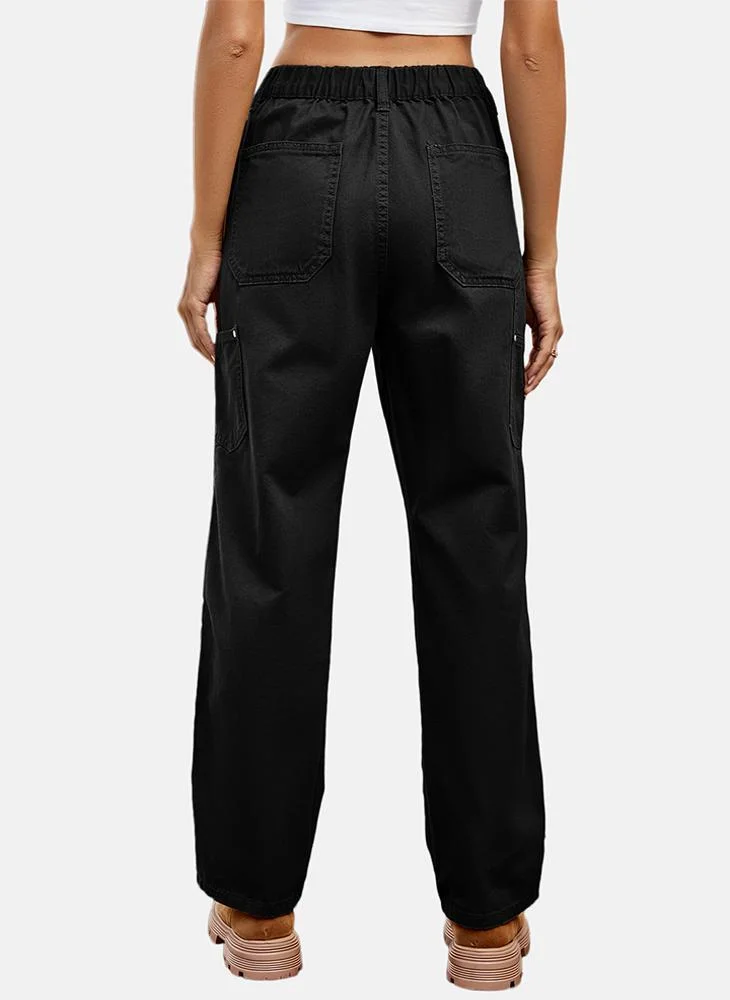 يونيكي Black Regular Fit Mid Rise Ankle Plain Trouser