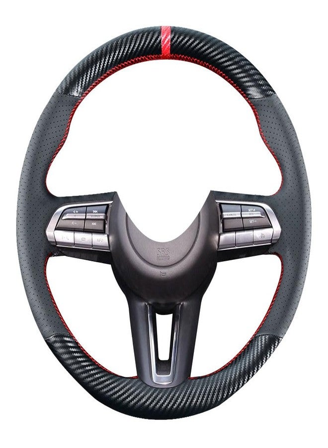 Kivnto DIY Stitching Carbon Fiber Steering Wheel Cover for Mazda CX-30 SUV 2020-2023 / Mazda 3 2019-2023 15 inches Leather Interior Accessories - Image 1