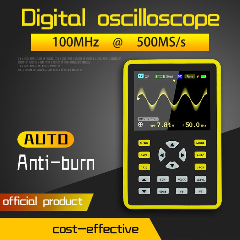 مقياس تذبذب رقمي محمول محوسب محمول بشاشة LCD عرض 2.4 بوصة ونسخة 5012H، وعرض نطاق ترددي 100 ميجاهرتز ومعدل أخذ عينات 500 ميجا عينة في الثانية - Image 5