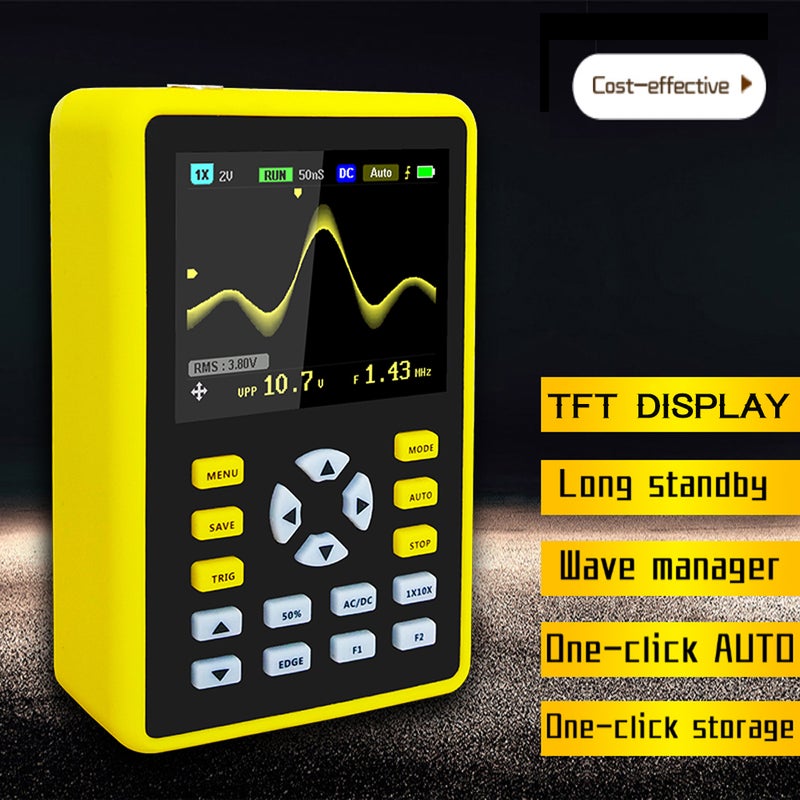 مقياس تذبذب رقمي محمول محوسب محمول بشاشة LCD عرض 2.4 بوصة ونسخة 5012H، وعرض نطاق ترددي 100 ميجاهرتز ومعدل أخذ عينات 500 ميجا عينة في الثانية - Image 2