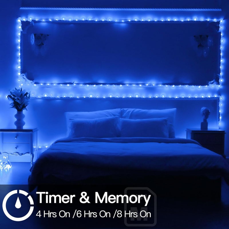 Ccinny 50ft LED Waterproof Rope Lights, String Lights with Remote, 8 Modes IP68 Waterproof Timer for Indoor Outdoor Blue Rope Lights for Outside (Blue) - Image 3