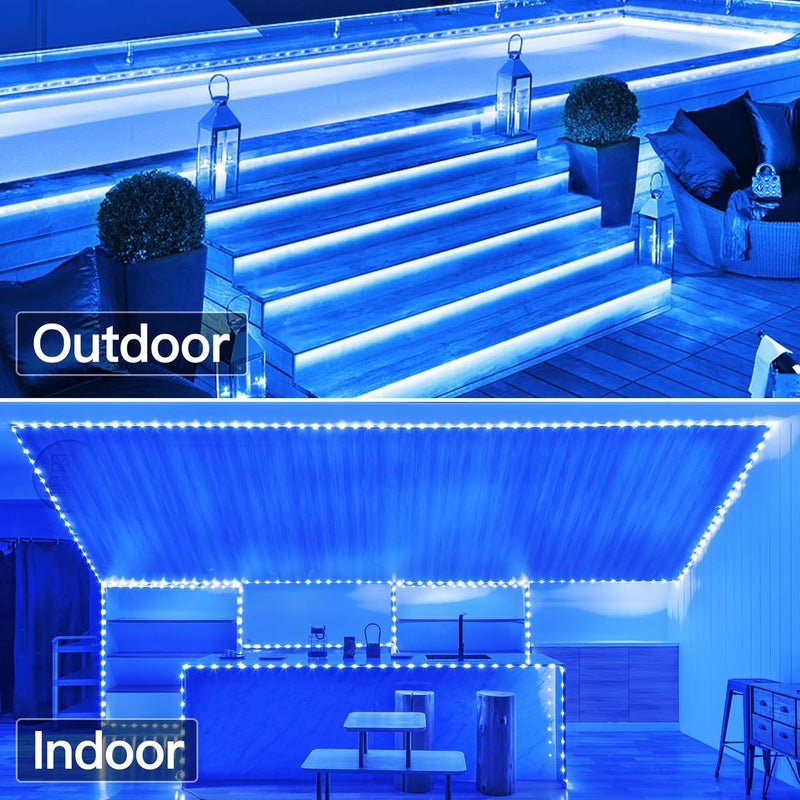 Ccinny 50ft LED Waterproof Rope Lights, String Lights with Remote, 8 Modes IP68 Waterproof Timer for Indoor Outdoor Blue Rope Lights for Outside (Blue) - Image 5