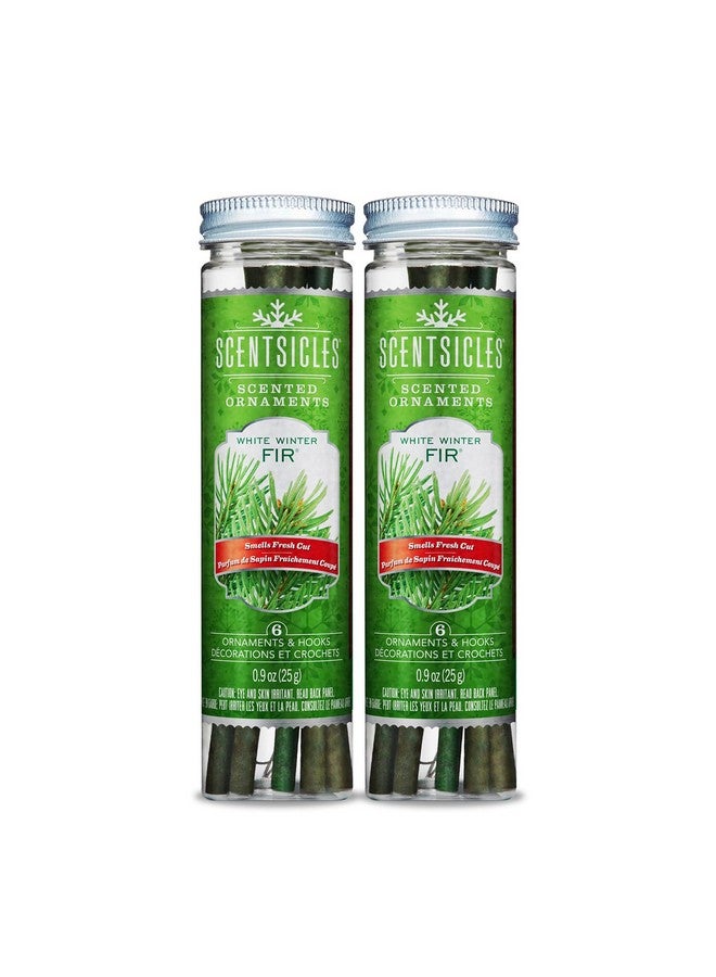 ScentSicles زينة شجرة عيد الميلاد المعطرة برائحة شجرة الصنوبر البيضاء من سينتسيكلز - 2 زجاجة (12 عصا إجمالاً) - Image 1