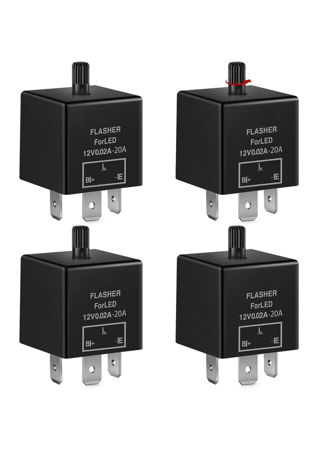 4 قطع من مرحل الوميض الإلكتروني القابل للتعديل ثلاثي السنون 12 فولت 150 وات لإصلاح إشارة الانعطاف في السيارة وتحذير الخطر والوميض المفرط أو عدم وجود وميض لمصابيح LED والهالوجين - Image 1