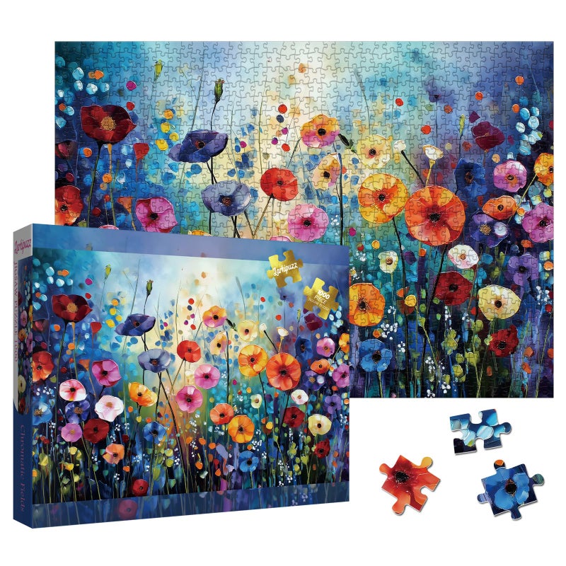 Larkipuzz Colorful Wildflower Pages Puzzles for Adults 1000 Pieces Beautiful Flower Plant Painting Jigsaw Puzzles Art Challenging Floral Puzzle - Image 3