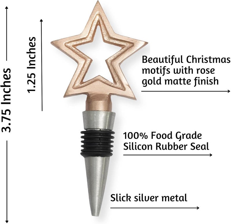 Folkulture Christmas Wine Stopper Set of 2 Champagne Stoppers for Bottles Gifts and Decorations Wine Accessories for Lovers Rosegold Reindeer - Image 5