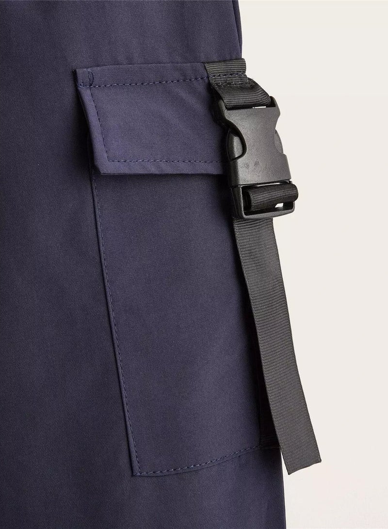 Boys Chain Detail Flap Pocket Buckle Tape Pants - Image 3