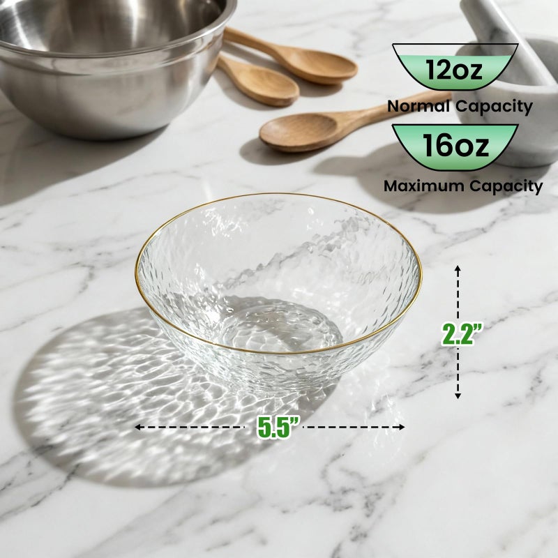 Rubtlamp 30 Pack Clear Disposable Bowls, Clear Plastic Bowls with Gold Rim, 12-16oz Premium Heavy Duty Plastic soup Bowls for Party, Wedding and Holiday - Image 2