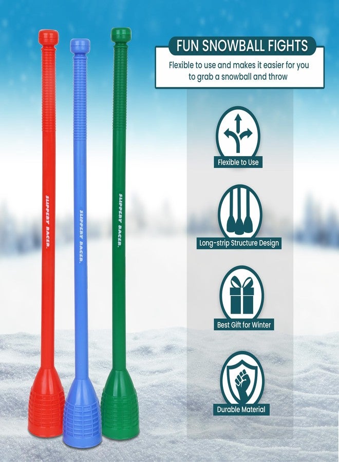 Slippery Racer Snowball Thrower Stick Set of 3-Red, Blue and Green - Image 3