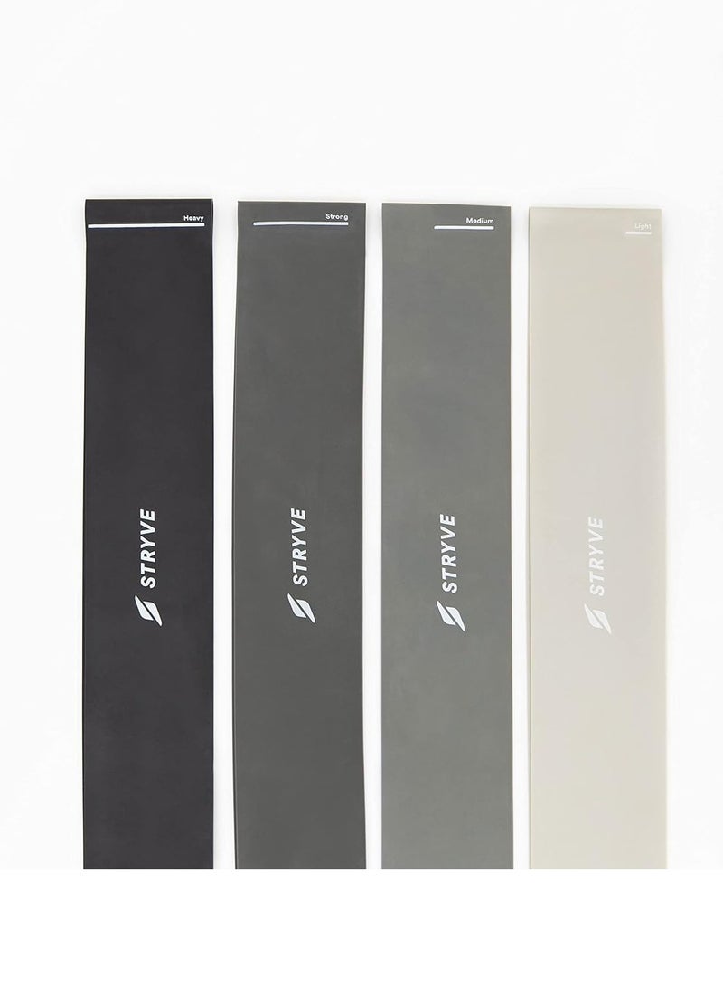 STRYVE Fitness Bands/Resistance Bands Set of 4 with Instructions, and Bag – 4 x Fitness Band Resistance Band Exercise Band Exercise Band Elastic Band Exercise Band - Image 1