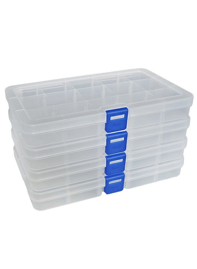 DUOFIRE Plastic Organizer Container Storage Box Adjustable Divider Removable Grid Compartment for Jewelry Beads Earring Container Tool Fishing Hook Small Accessories（15 grids，White x 4） - Image 1