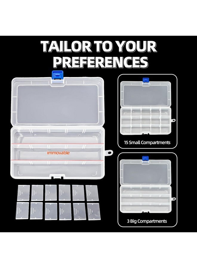 DUOFIRE Plastic Organizer Container Storage Box Adjustable Divider Removable Grid Compartment for Jewelry Beads Earring Container Tool Fishing Hook Small Accessories（15 grids，White x 4） - Image 5