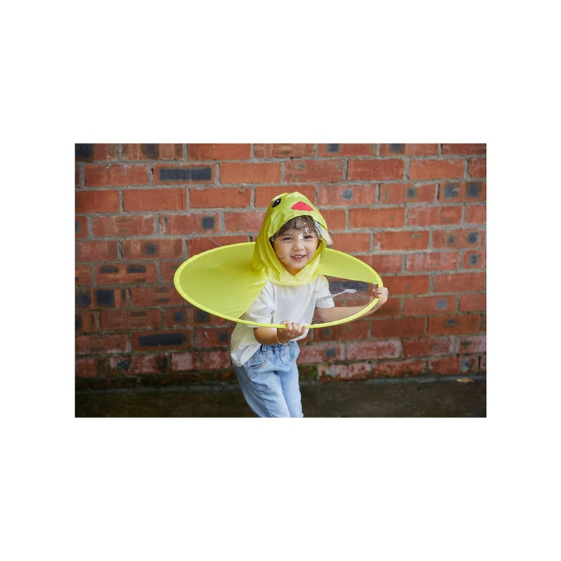 Zikra Raincoat Cartoon Kids Umbrella, Flying Saucer Umbrella, Portable Reusable Raincoats Hand Free Umbrella Hat, Children Comic Cute Yellow Duck Hat, Suitable Height 120-150cm - Image 2