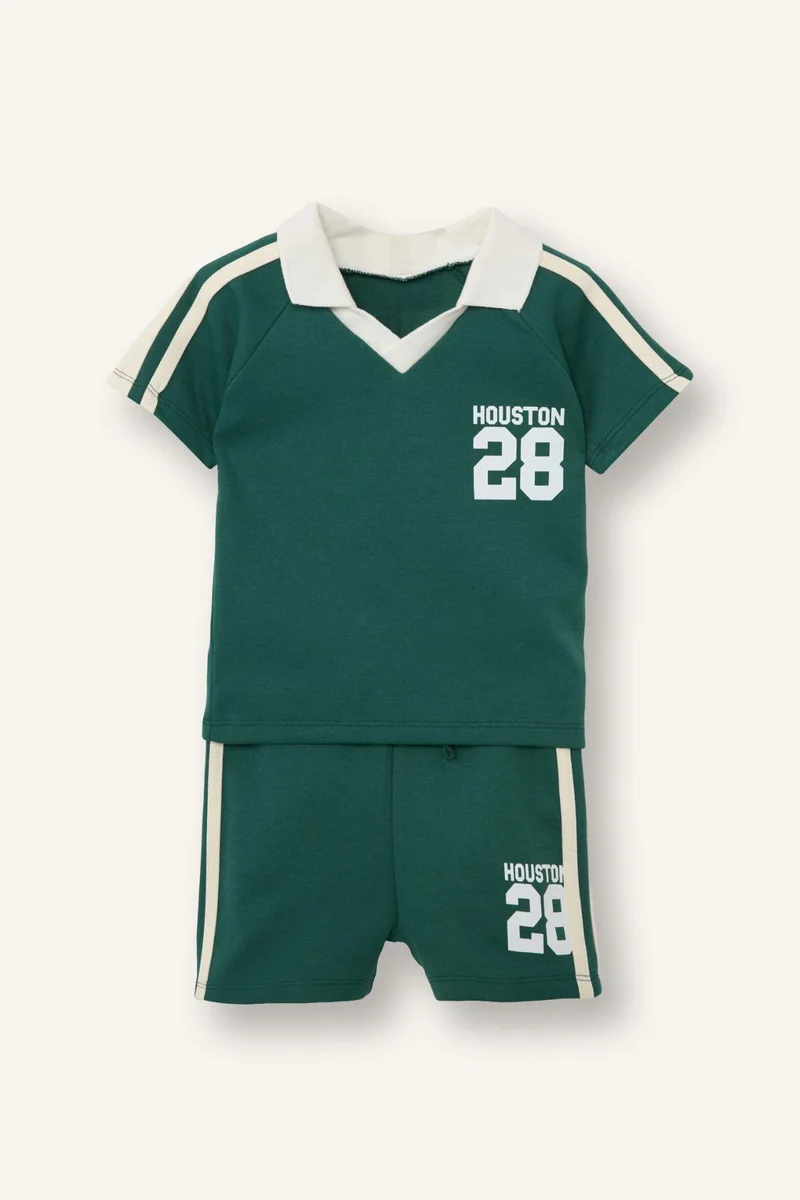 ديفاكتو Baby Boy Slogan Print 2 Piece Set