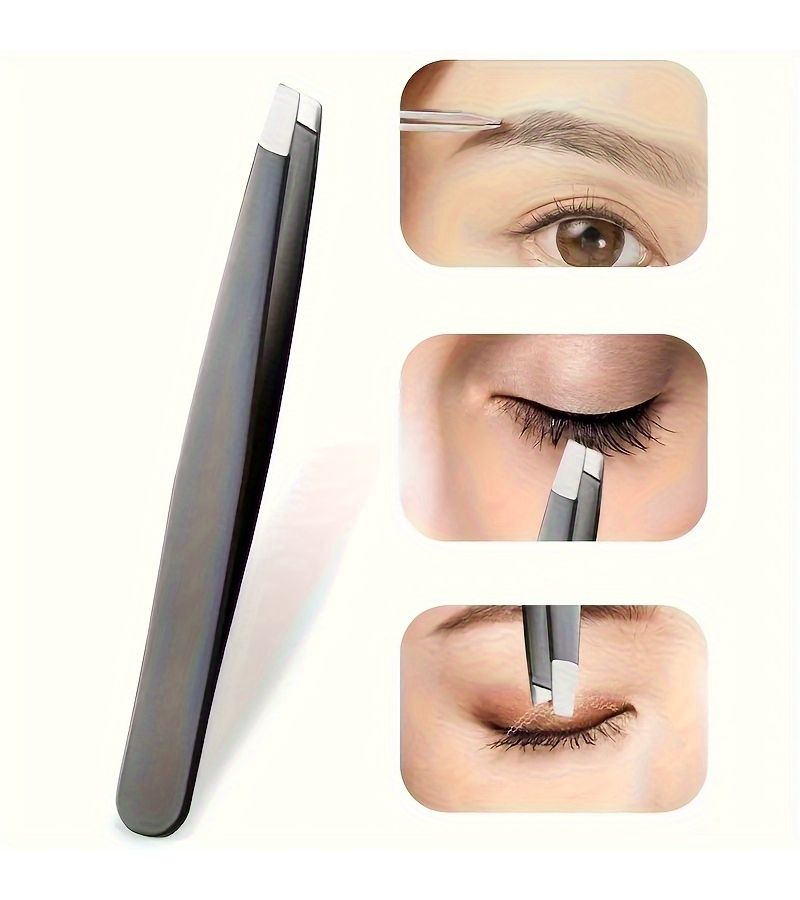 Black Precision Tweezers Ultra Thin Tip for Beard Eyebrow Grooming Non Slip Grip Unisex - Image 2