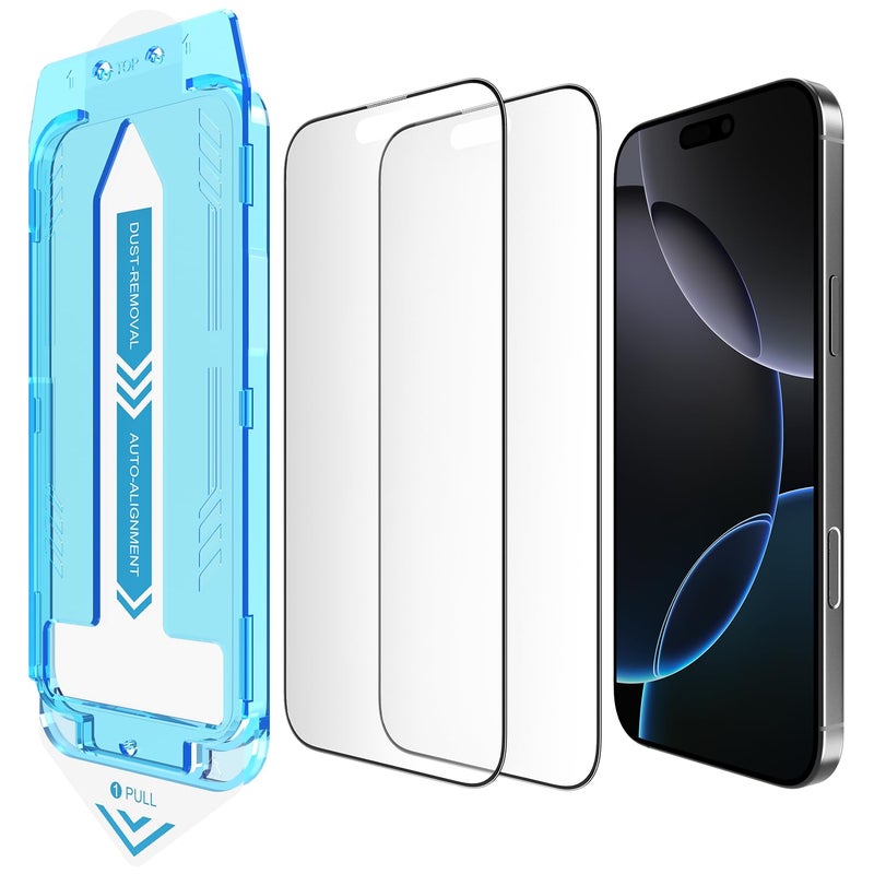 EGKimBa Matte Screen Protector for 16 Pro Max, 2 Pack Tempered Glass, 6.9 inch Anti Fingerprints, Easy Installation, Bubble Free - Image 1