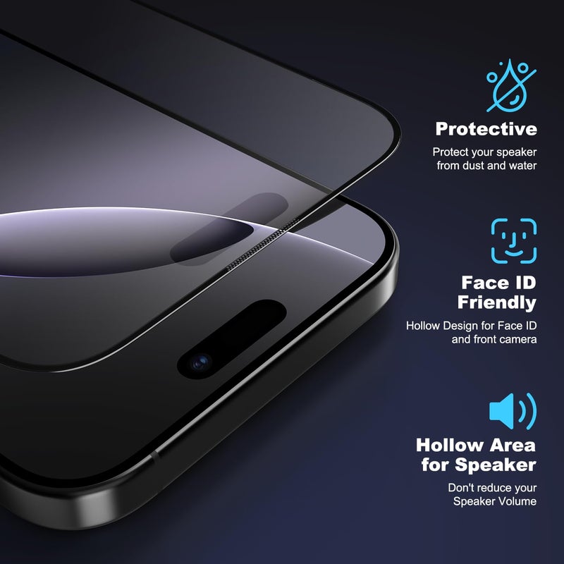 EGKimBa Matte Screen Protector for 16 Pro Max, 2 Pack Tempered Glass, 6.9 inch Anti Fingerprints, Easy Installation, Bubble Free - Image 4