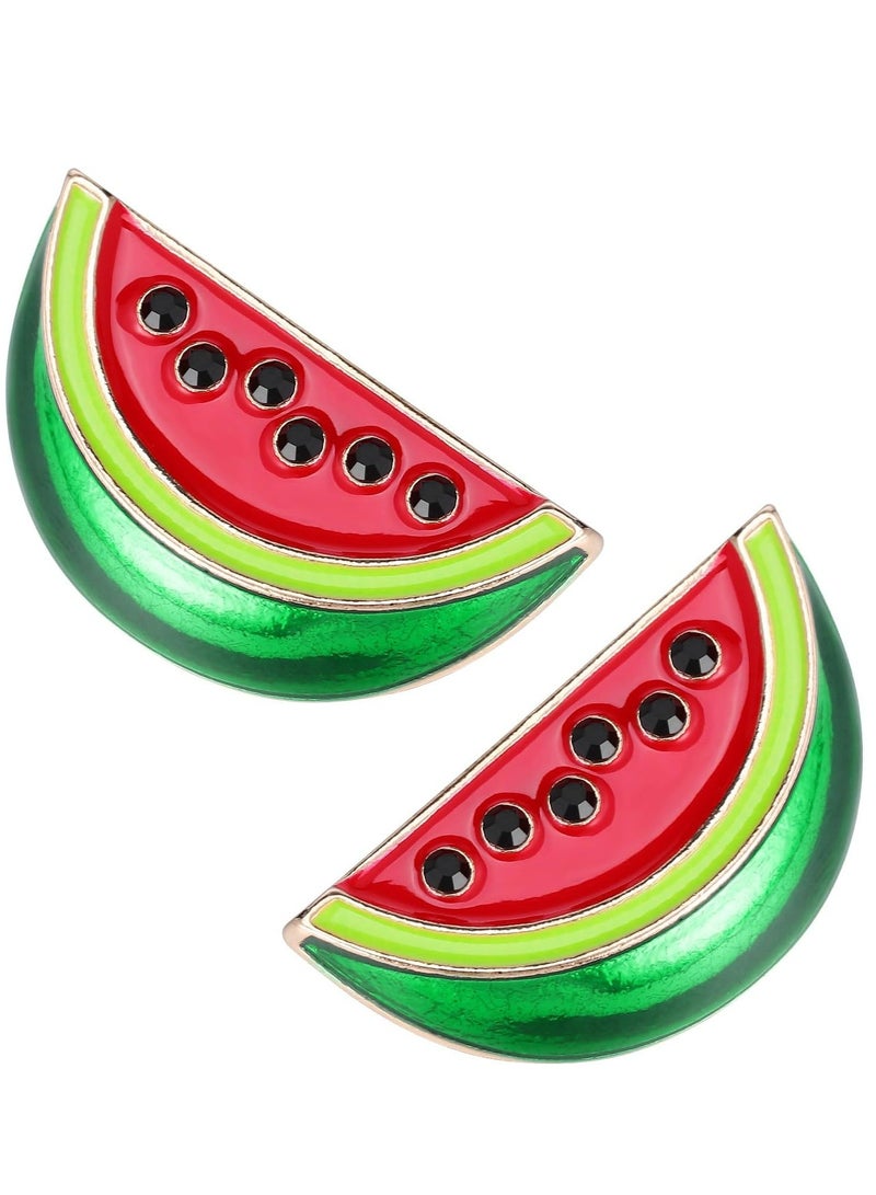 Oasisgalore 2 Pcs Watermelon l Brooch Pins - Metal, Cartoon Fruit Design for Clothing, Bags, Hats - Image 1
