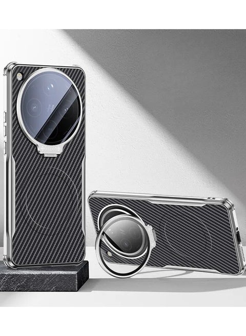 For Oppo Find X8  Electroplated Carbon Fiber Pattern Find X8 Stand Soft Edge Phone Case