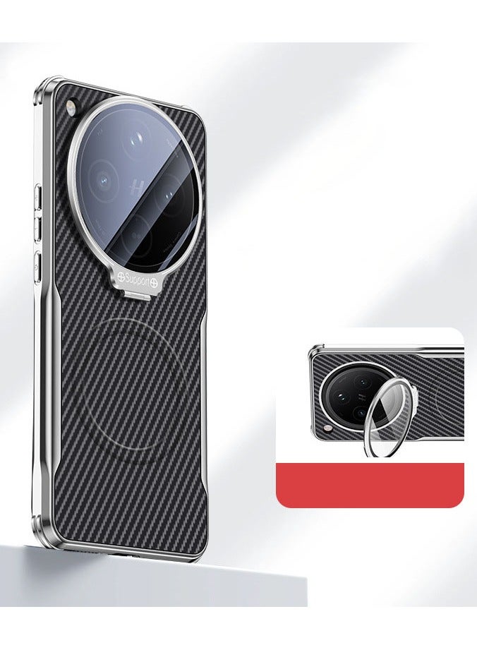 For Oppo Find X8  Electroplated Carbon Fiber Pattern Find X8 Stand Soft Edge Phone Case