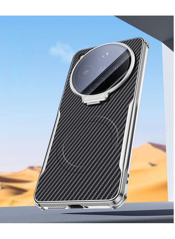 For Oppo Find X8  Electroplated Carbon Fiber Pattern Find X8 Stand Soft Edge Phone Case