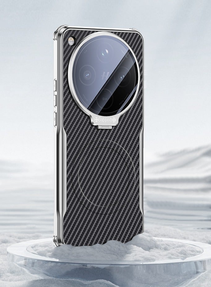 For Oppo Find X8  Electroplated Carbon Fiber Pattern Find X8 Stand Soft Edge Phone Case