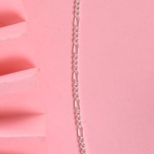 Clara 925 Sterling Silver Figaro Chain Necklace in 18 inches |Gift for Women and Girls| With Certificate of Authenticity and 925 Stamp - Image 3