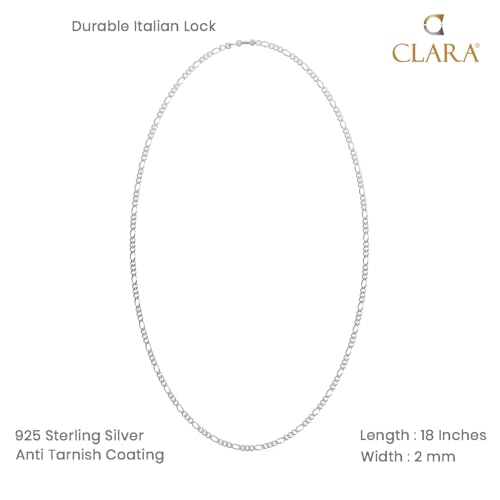 Clara 925 Sterling Silver Figaro Chain Necklace in 18 inches |Gift for Women and Girls| With Certificate of Authenticity and 925 Stamp - Image 5