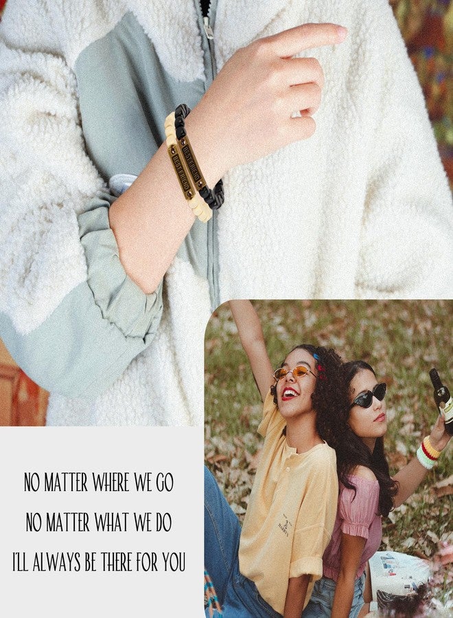 MILAKOO Best Friends Bracelets 8mm Square Wooden Beads Stretch Wristband Bestie Bracelets for Women - Image 5