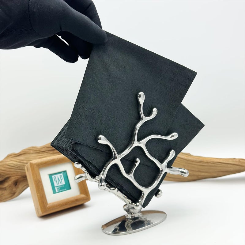 qAp quality art Practical حامل المناديل بتصميم مرجاني من الفولاذ المقاوم للصدأ المصقول للغداء والعشاء ديكور منزلي أنيق لطاولة الطعام والمطبخ جودة ممتازة - Image 3