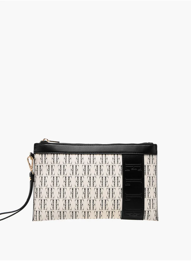 ايل Women's Monogram Print Clutch with Zip Closure