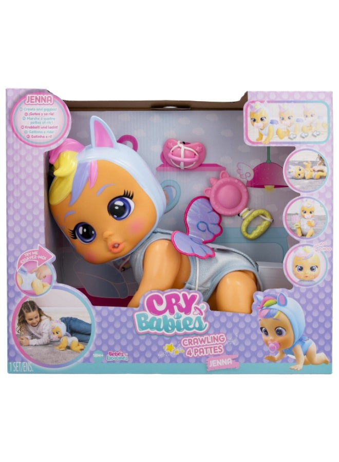 CRY BABIES دمية زحف تفاعلية كراي بيبيز جينا | تصدر أصوات أطفال واقعية | تبكي دموع حقيقية | دمية أطفال تفاعلية | دمية ناعمة قابلة للجمع | لعب رعاية وتخيل | تطوير حسي | هدية للأطفال الصغار والأطفال - Image 1